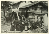 Italian wedding procession in Piedmont