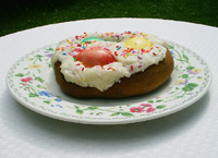 bread with colored eggs