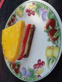 Neapolitan tri-colored cake