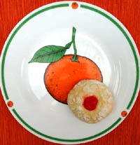 traditional Italian orange cookies with Maraschino cherries 