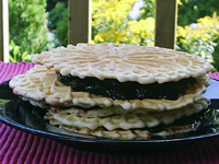 ngellach and pizzelle grape jam sandwich